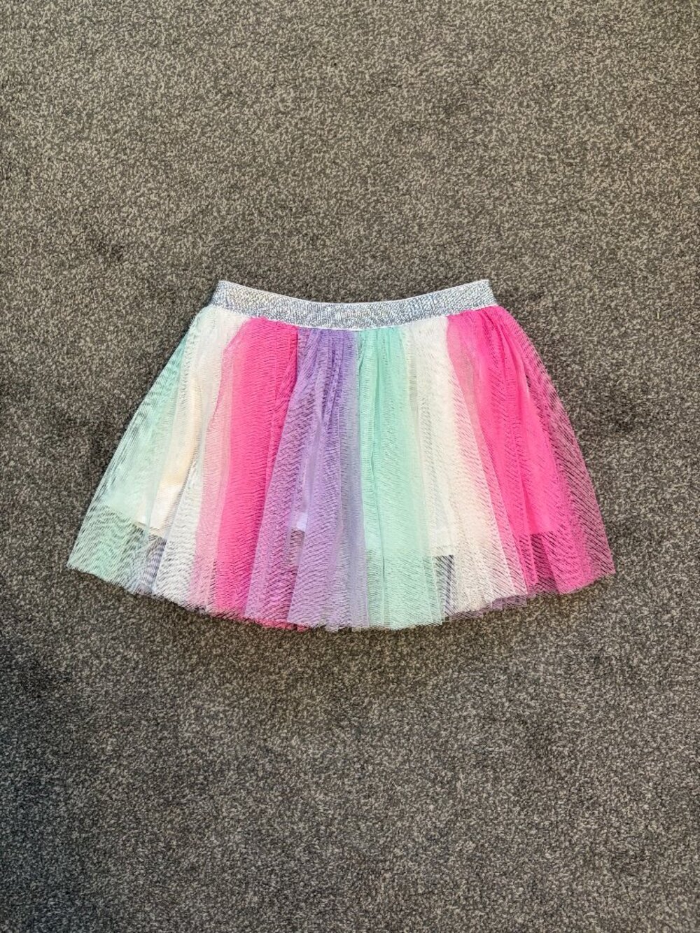 Sweet Wink pink, purple, green and white stripe tutu with white underskirt